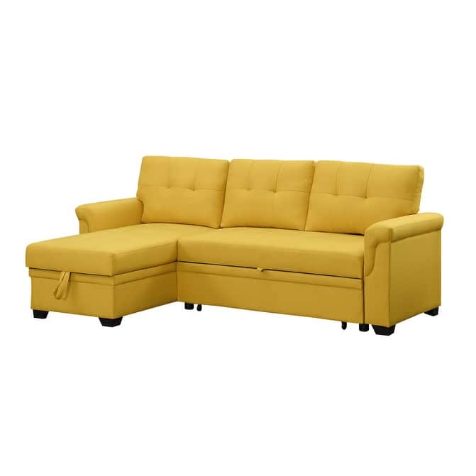 Lucca 84-inch Reversible Sleeper Sectional Sofa with Storage Chaise - 84"W x 54"D x 35"H
