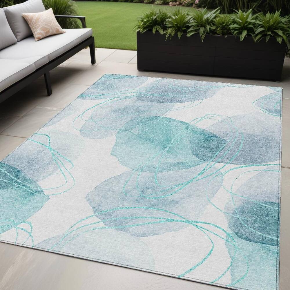 Fara Modern Art-Inspired Weather Resistant Sleek Contemporary Outdoor Rug