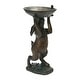 preview thumbnail 1 of 3, Decorative Resin Rabbit Bird Bath, Green Patina Finish Green