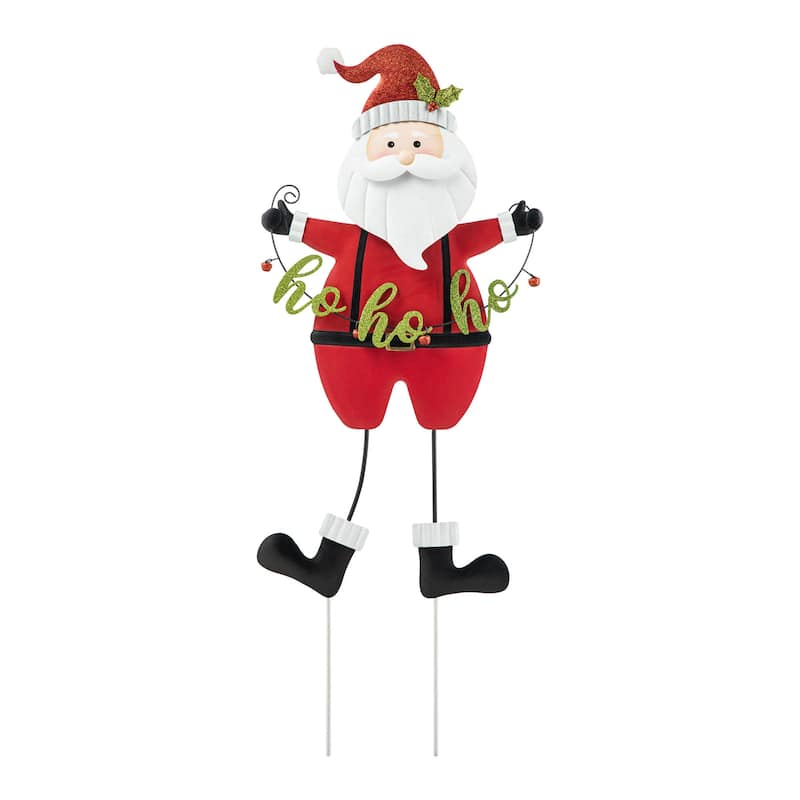 Glitzhome Christmas Metal Nutcraker Snowman Santa Garden Yard Stakes Wall Decor
