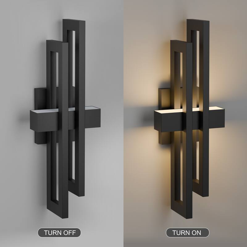 Modern Geometric Matte Black LED Flush Mount Wall Sconce Set of 2 or 1