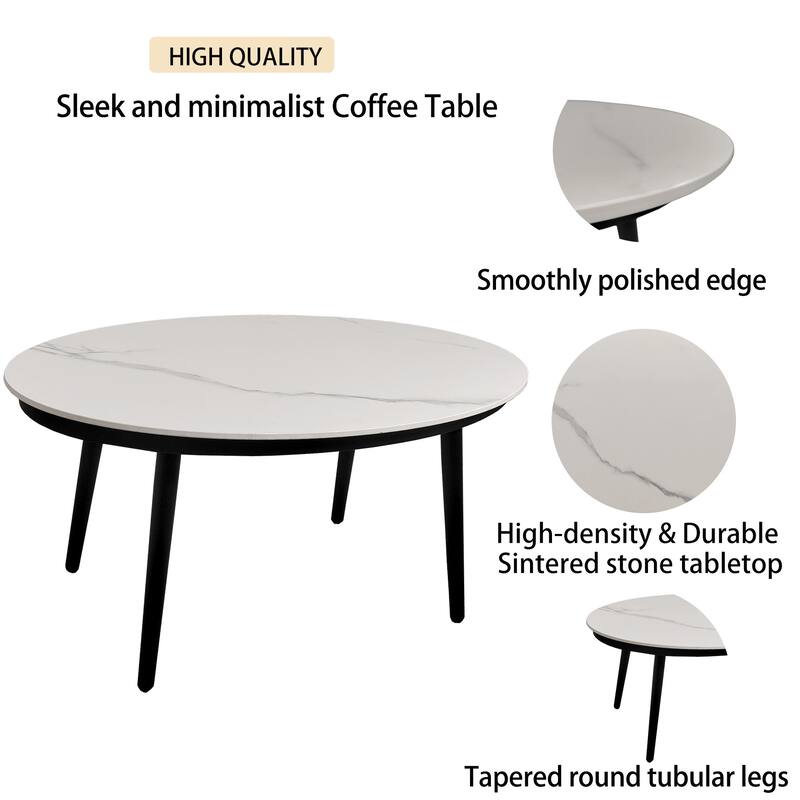2-Piece Outdoor Loveseat & Table - Sunbrella Cushions, Carrara Stone-Look, Ember Black Frame - 29.9" D x 53.1" W x 30.9" H