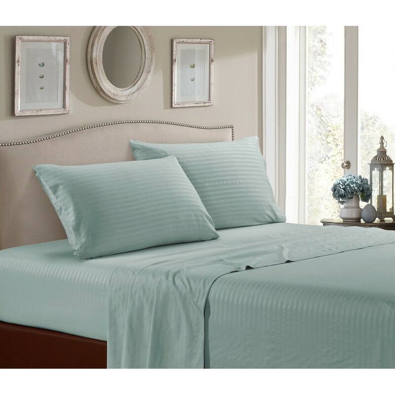 1800 Series Cotton Satin Feel Dobby Stripe Sheet Set - Assorted colors and sizes