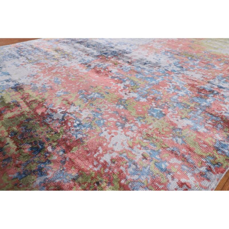 Contemporary Abstract Area Rug Handmade Oriental Wool Carpet - 6'0" X 7'9"