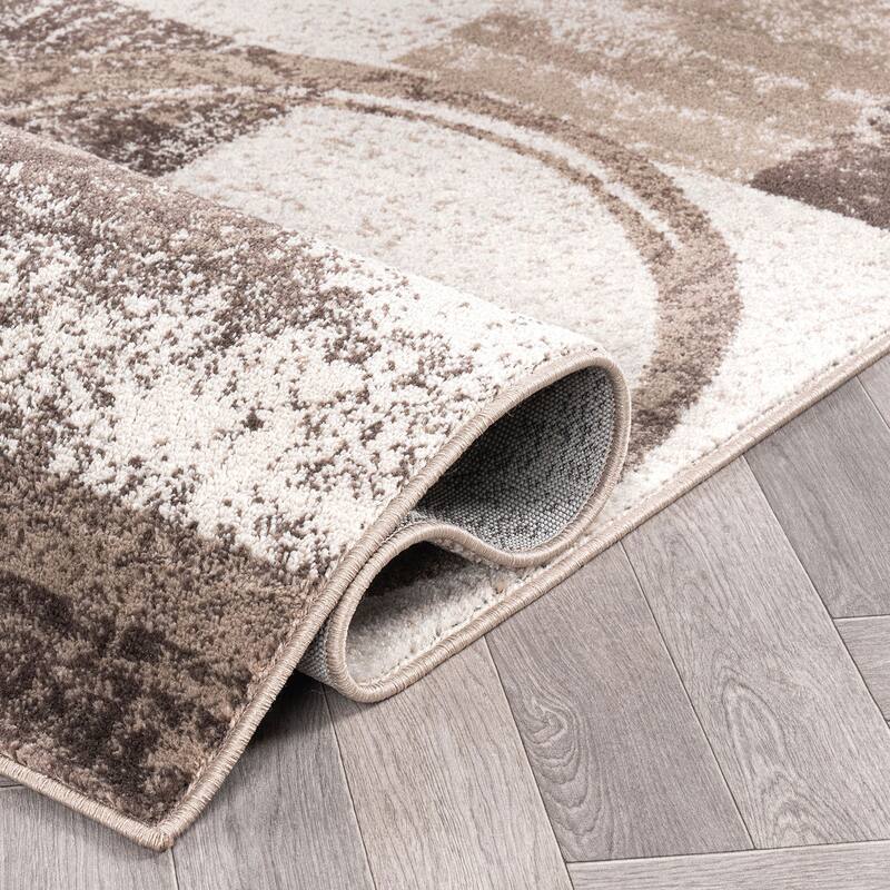 World Rug Gallery Abstract Polypropylene Machine-Made Circle Area Rug