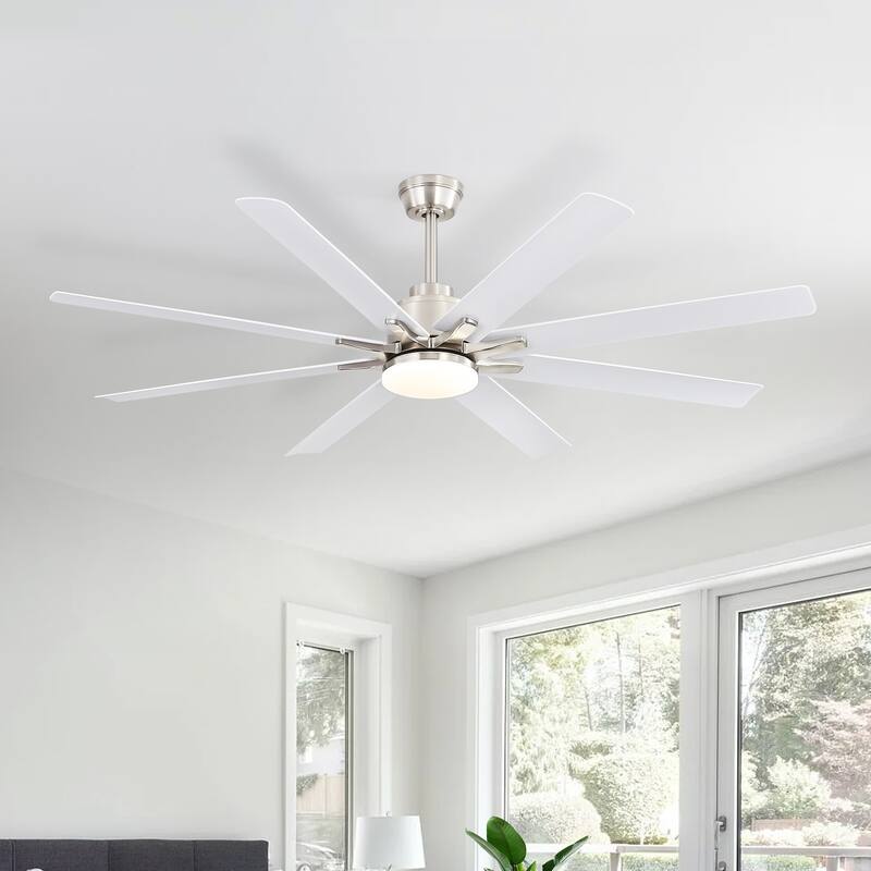 52 Inch/66 Inch/72 Inch Modern Ceiling Fan with Dimmable LED Light ,Remote&APP Control,8 Blades for Large Living Room,Porch