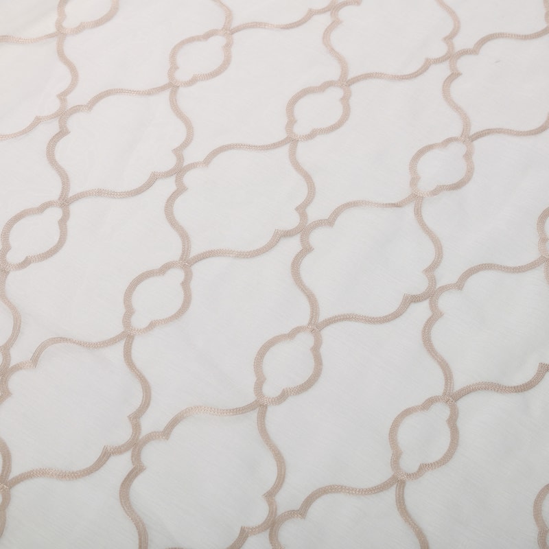Superior Modern Geometric Lattice Sheer Curtain Set with 2 Panels