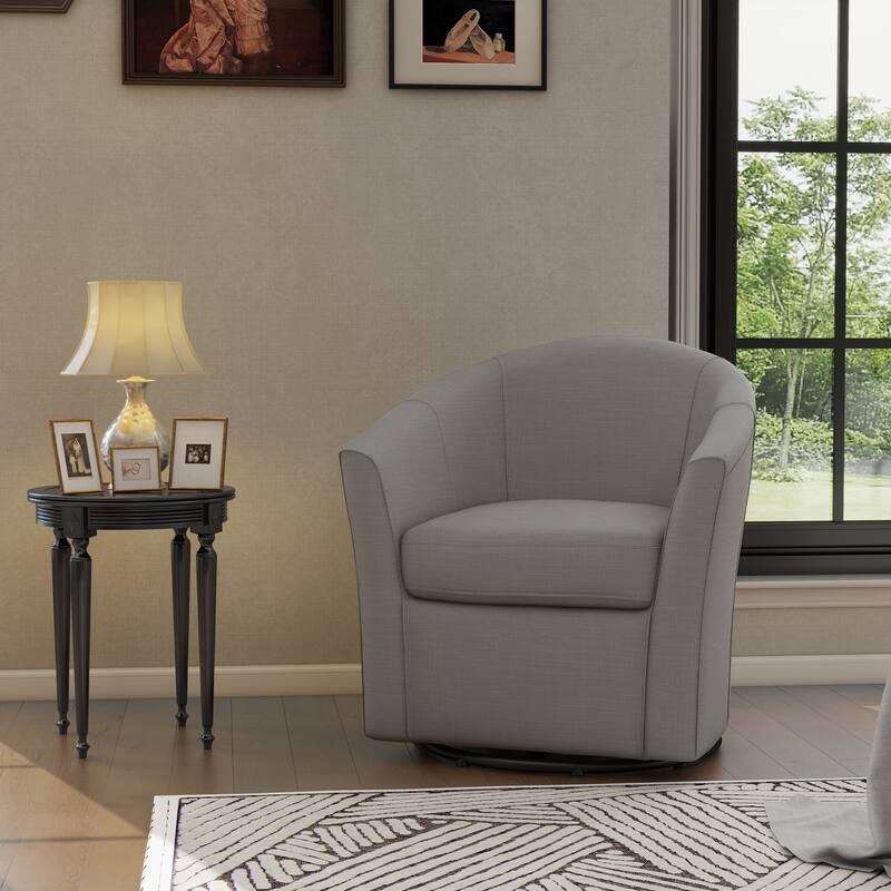 Modern Upholstered Swivel Barrel Chair Living Room Accent Chair - COFFEE
