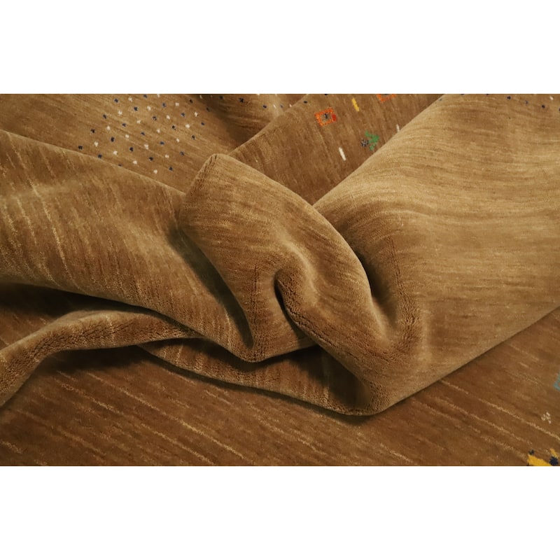 Hand Knotted Oriental 100% Wool Carpet Tribal Animal Pictorial Brown Gabbeh Area Rug - 8' 1'' X 8' 1''