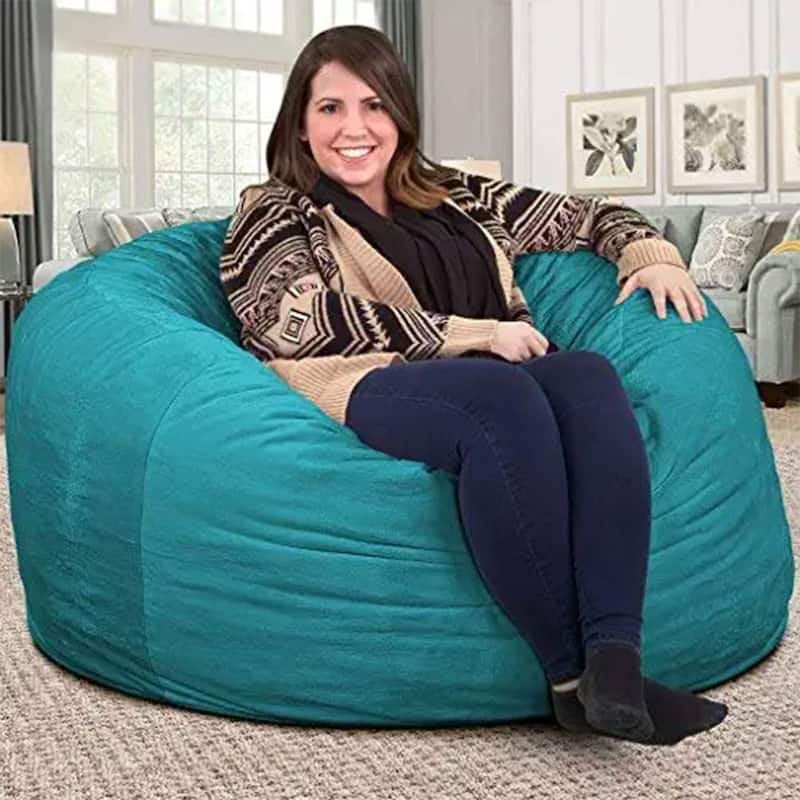 Ultimate Sack 4ft Bean Bag Chair, Oversized Indoor Comfy Lounger, Teal Suede