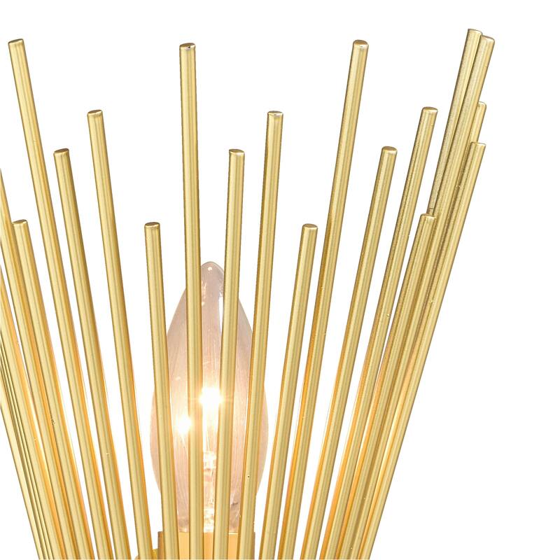 Nikko 2 Light Gold Mid-Century Modern Flush Wall Sconce - 6.5-in W x 15.5-in H x 4.75-in D - 6.5-in W x 15.5-in H x 4.75-in D