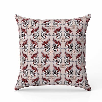 Botanical Bouquet Faux Suede Reversible Throw Pillow Orange and Gray