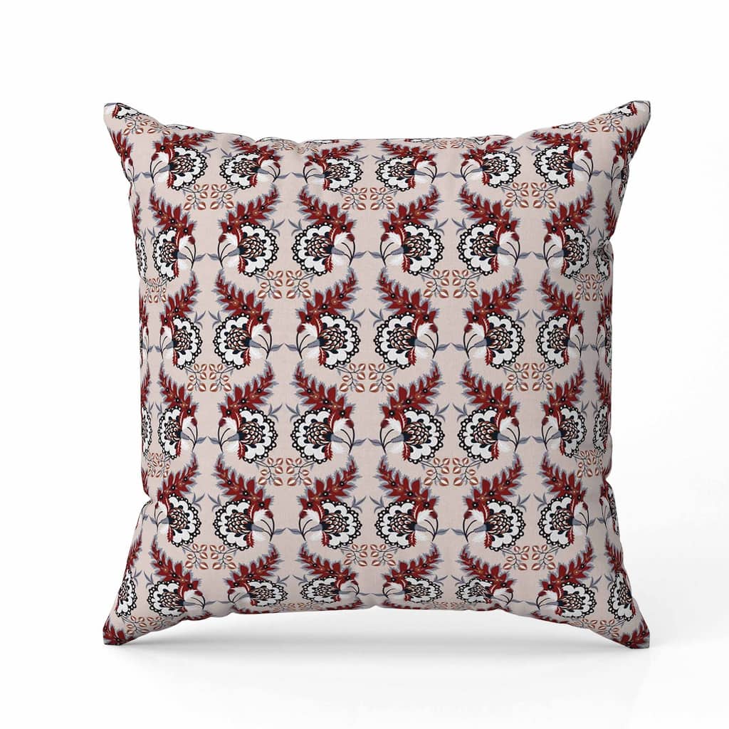 Botanical Bouquet Faux Suede Reversible Throw Pillow Orange and Gray