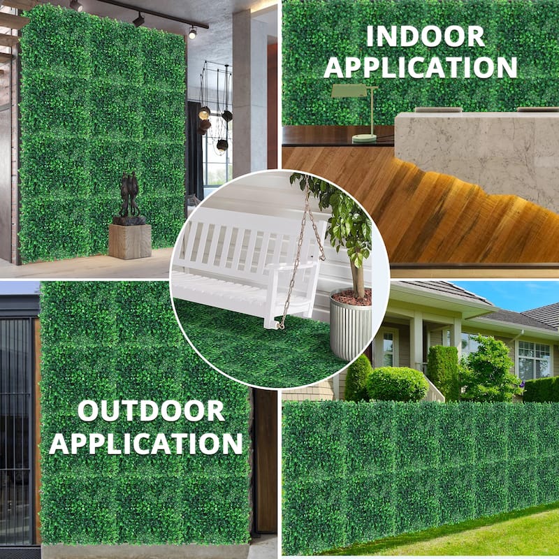 24Pcs 10x10Inch Artificial Boxwood Panels, Grass Wall Panels - 24 PCS 10X10 Inch (81 Leaves)