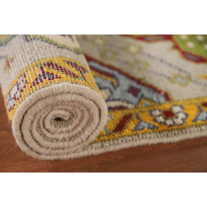 Geometric Kazak Indian Rug Handmade Wool Carpet - 2'7"x 5'11"
