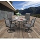 preview thumbnail 8 of 6, 5-Piece Outdoor Patio Dining Set, 1 Wood Like Square Table with Umbrella Hole & 4 Textilene Swivel Chairs Grey - 5-Piece Sets
