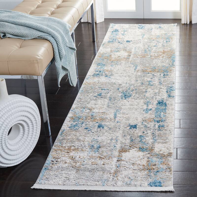 SAFAVIEH Shivan Nicolita Contemporary Abstract Rug - 2'2" x 8' Runner - Ivory/Grey