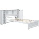 preview thumbnail 18 of 22, Twin Size Platform Bed with Storage Headboard, 3-Shelves, 2-Side Lockers, Solid Pine Wood Frame for Bedroom, Grey