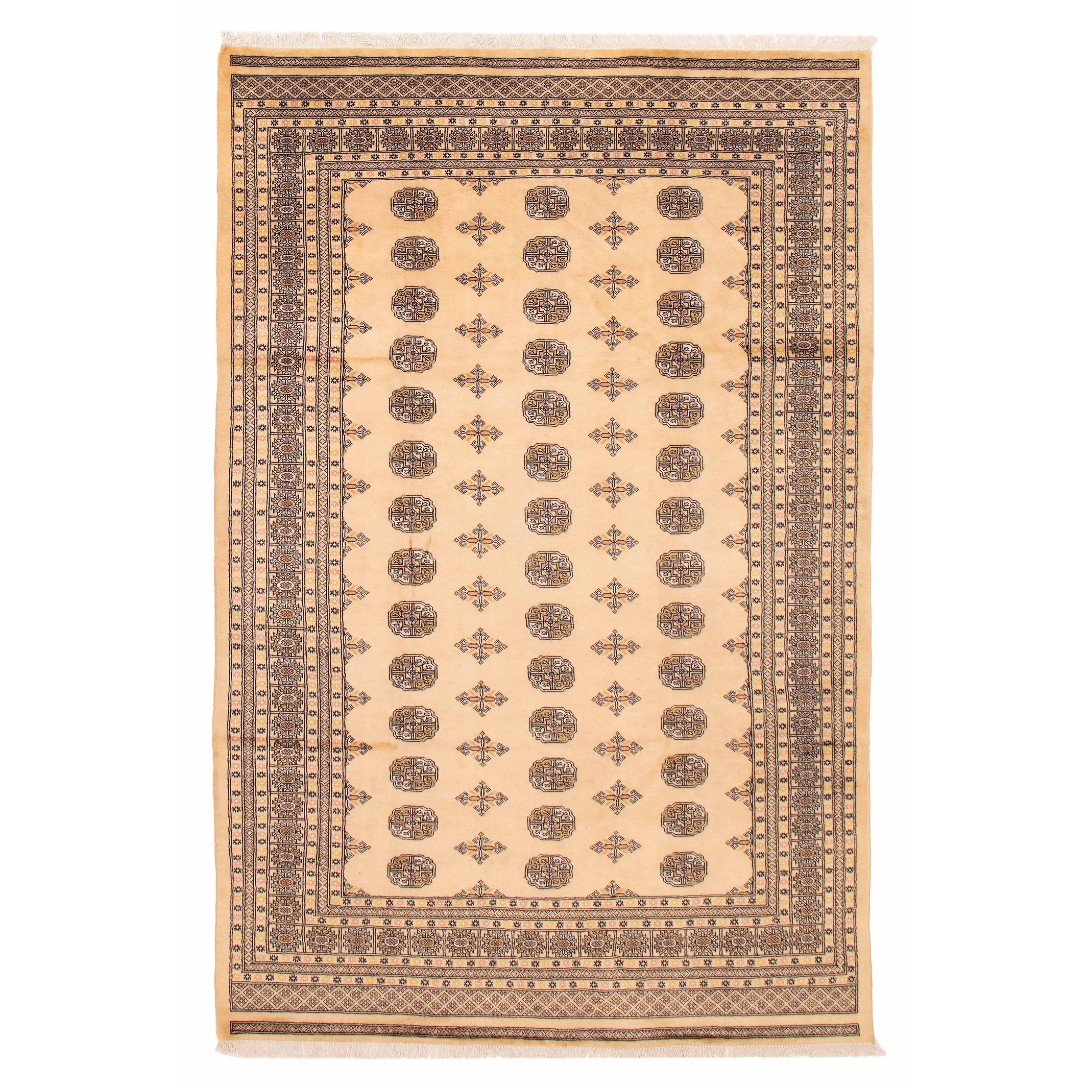 ECARPETGALLERY Hand-knotted Peshawar Bokhara Beige Wool Rug - 6'9 x 10'4