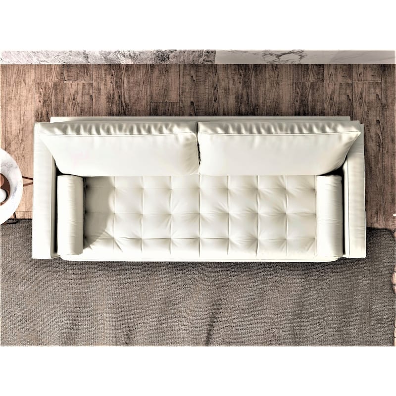 US Pride Faux Leather Mid-century Modern Sofa