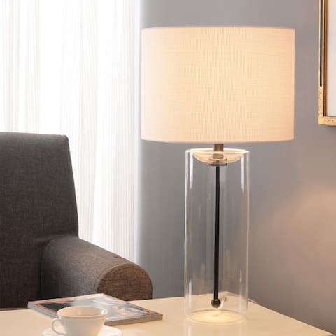 Clear Glass and Antique Brass Table Lamp