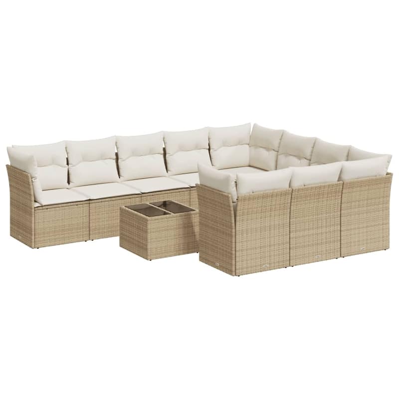 vidaXL Garden Sofa Set Beige PE rattan Large Adjustable Feet - 21.7 x 21.7 x 14.6