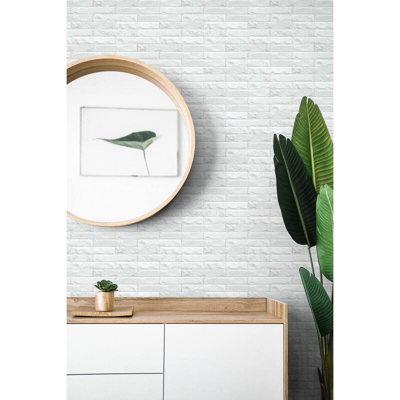 NextWall Faux Limestone Brick Peel and Stick Removable Wallpaper - 20.5 in. W x 18 ft. L