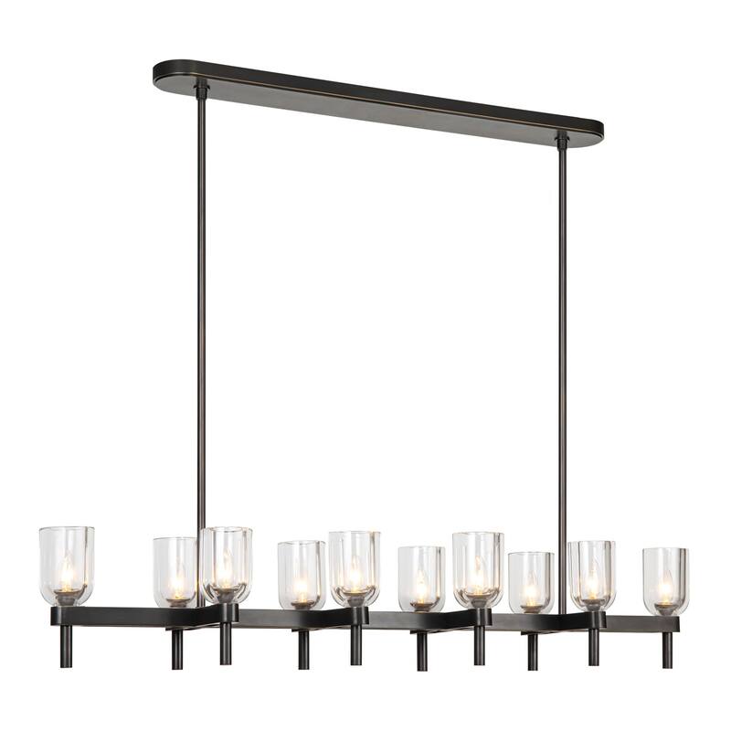 Alora Lighting LP338052 Lucian 10 Light 52" Wide Linear Pendant - Urban Bronze / Clear Crystal