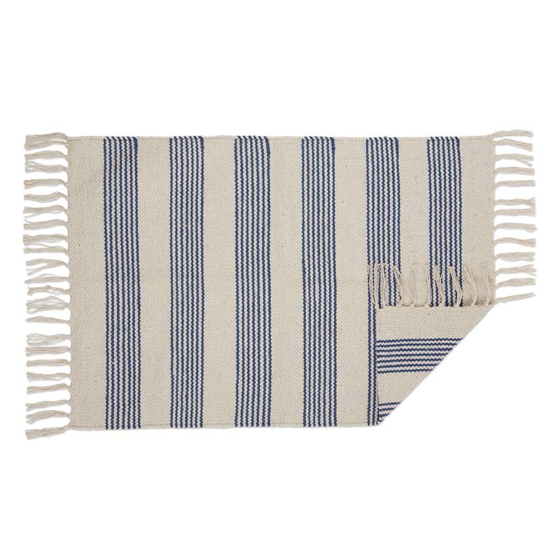 DII Black Ticking Stripe Hand-Loomed Rug 2x3 Ft - 24.0 In. L X 36.0 In. W X 0.2 In. H