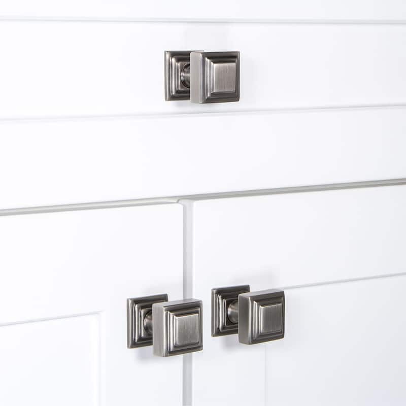 Grandeur CARR-BRASS-KNOB-CARR Carre 1-1/4" Solid Metal Stepped Square