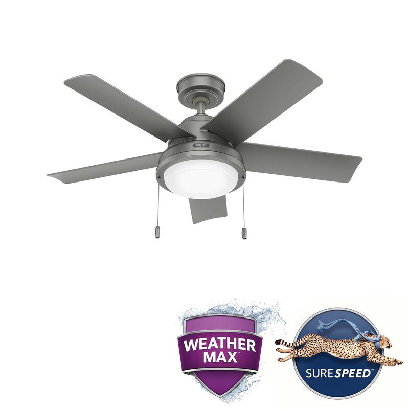 Hunter 44" Seawall Wet Rated Ceiling Fan with LED Light Kit and Pull Chain