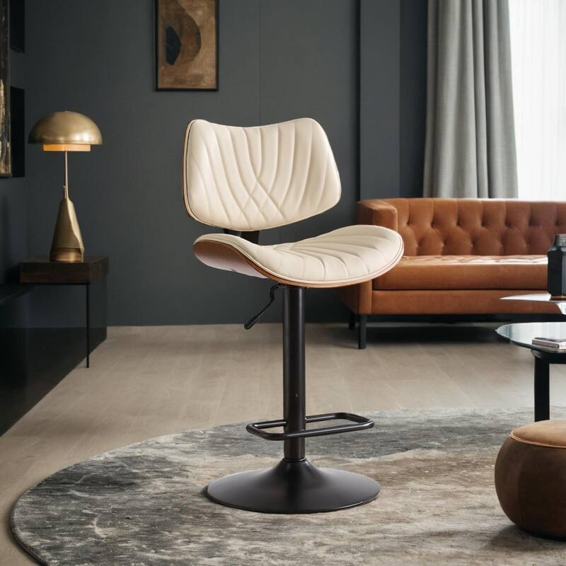Height Black Leather Upholstered 360°Swivel Bar Chairs for Kitchen Island/Dining Room/Cafe, 1 chair/1carton