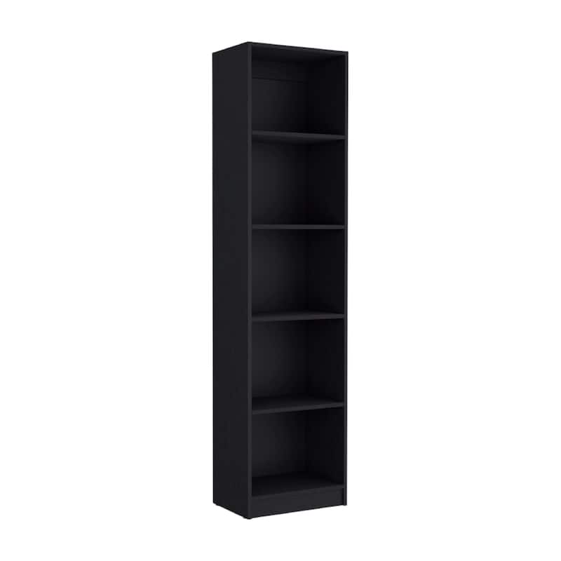 HomeRoots 71" Black Five Tier Bookcase