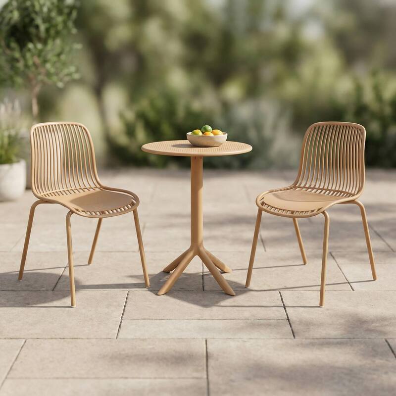 Christopher Knight Home - Eldred Modern 3-Piece Outdoor/Indoor Patio Bistro Set with Dining Chairs & Compact Round Bistro Table