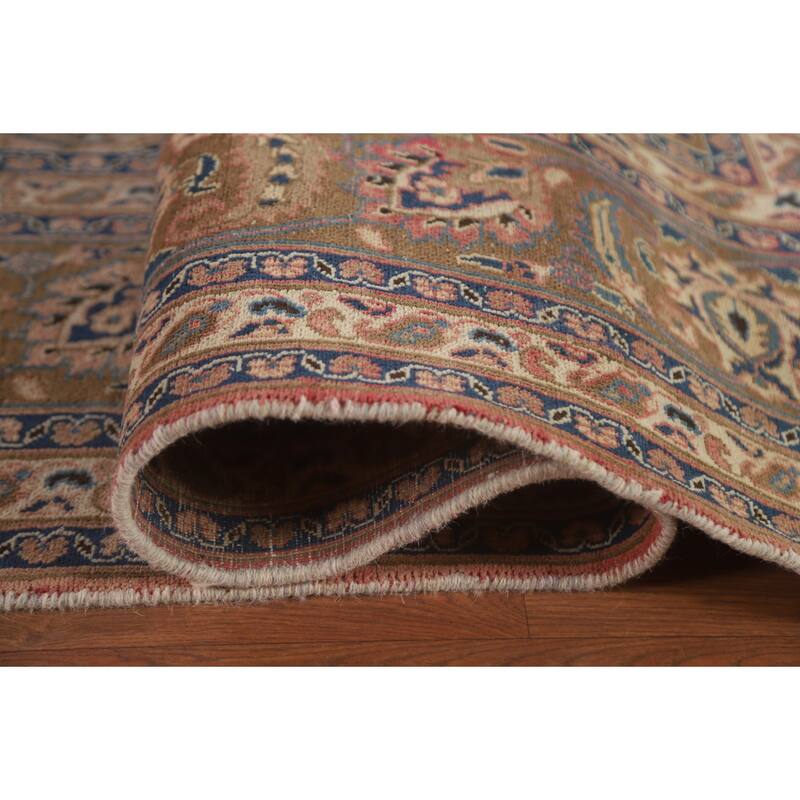 Hand Knotted Oriental 100% Wool Carpet Traditional Floral Pink Mashad Area Rug - 12' 5'' X 9' 4''