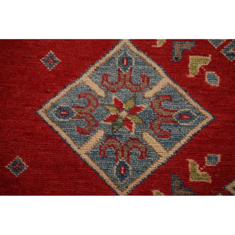 Geometric Kazak Oriental Rug Hand-Knotted Traditional Wool Carpet - 6'7" x 9'0"