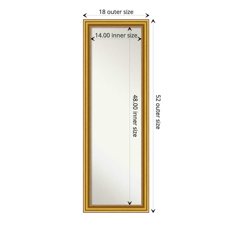 Non-Beveled Wood Full Length On The Door Mirror - Townhouse Frame - Outer Size: 18 x 52 in