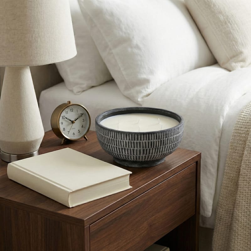 Decorative Textured Ceramic Neroli and Basil Scented Candle - 11.5"