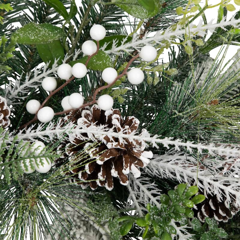 real touch™️ frosted pinecones and berries christmas wreath 36" unlit