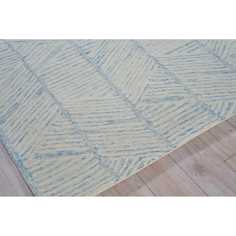 Exquisite Rugs Kascata Handmade Hand-tufted New Zealand Wool on Canvas Blue/Ivory Area Rug