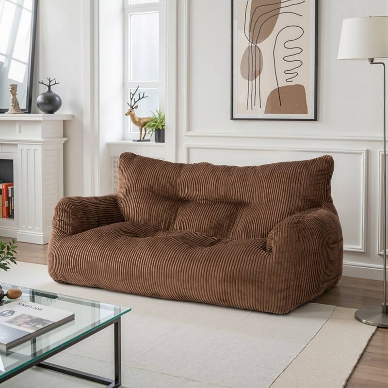 Pamapic Bean Bag Chair, Double Seater Corduroy Lazy Sofa