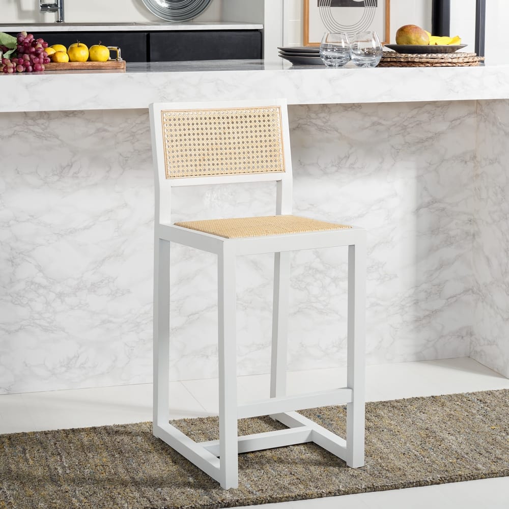 SAFAVIEH Dossie Rattan Counter Stool - 16" W x 19" D x 37" H - 16Wx19Dx37H