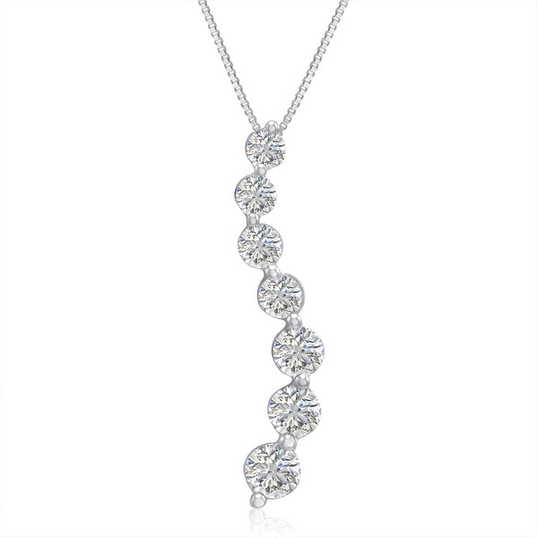 AGS Certified 1ct TW Journey Diamond Pendant in 14K White Gold