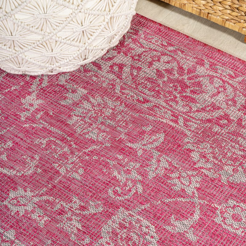 JONATHAN Y Sinjuri Bohemian Textured Weave Floral Indoor/Outdoor Area Rug