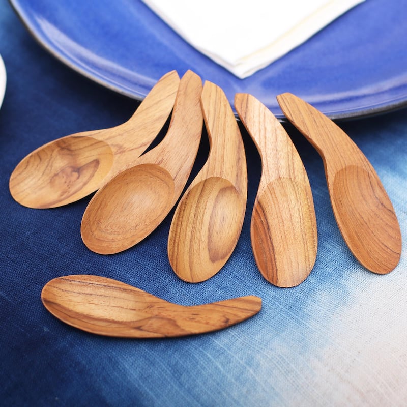Novica Handmade Stylish Meal Teak Wood Spoons (Set Of 6)