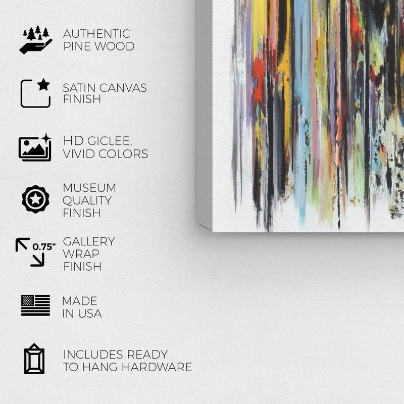 Wynwood Studio Canvas Abstract Doll Memories - Colorful Stripes Yellow and Modern & Contemporary Wall Art Canvas Print