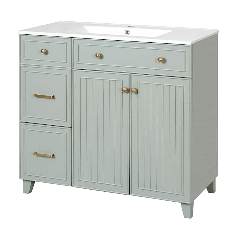 Bathroom Vanity With Sink In 36 Inch, Freestanding Bathroom Vanity With Soft Close Door