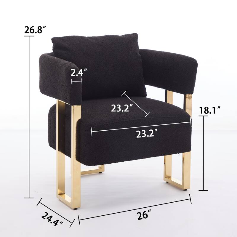 Decorative Chair Side Chair Black Gold Padded Chair with Metal Legs, Reading Chair Vanity Chair for Living Room