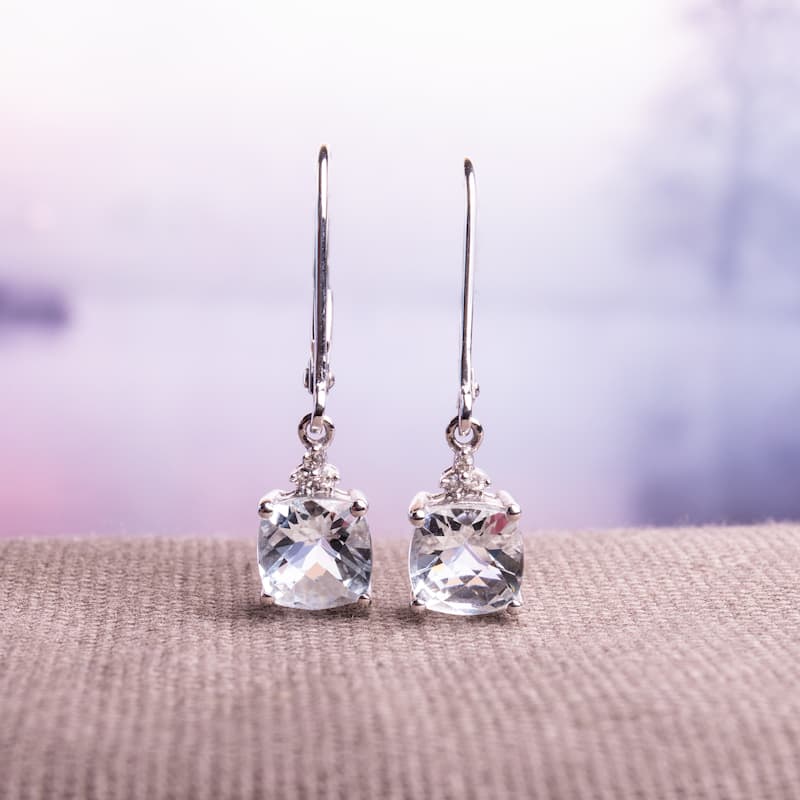 Miadora 10k White Gold Aquamarine and Diamond Accent Earrings