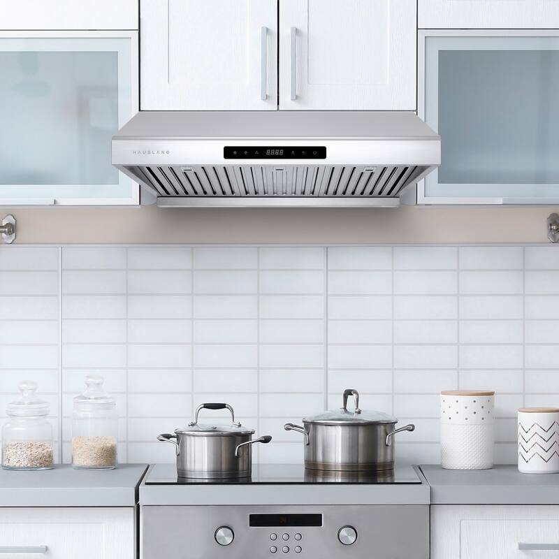 Hauslane PS10 30" Under Cabinet Range Hood, 3 Speeds, LED, Baffle Filters, Fits 6" Round, Stainless Steel - 30